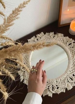 Зеркало макраме (панно, мандала, декор для дома, дизайн интерьера, ручная работа)
