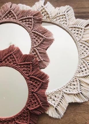 Зеркало макраме (панно, мандала, декор для дома, дизайн интерьера, ручная работа)9 фото