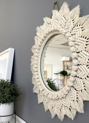 Зеркало макраме (панно, мандала, декор для дома, дизайн интерьера, ручная работа)10 фото