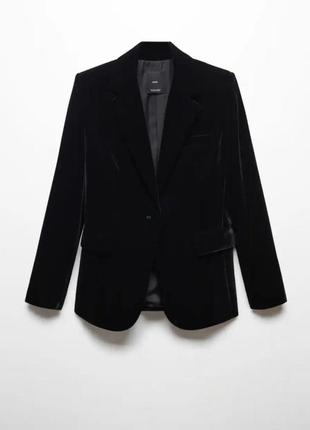 Черный велюровый пиджак,черный бархатный блейзер из новой коллекции mango размер l можно на s,m3 фото