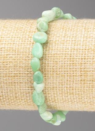 Браслет з каменю хризопраз галтівка d-8х10мм+- на резинці l-18см+-