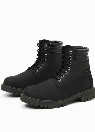 Кожаные ботинки на шнуровке на меху под timberland