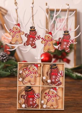 Новогодние игрушки, дерево, 12 шт