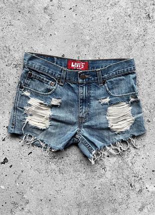 Levi’s 511 women's vintage distressed blue denim shorts made in mexico женские, короткие, джинсовые шорты