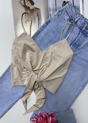 Топ майка з вузлом на талії zara