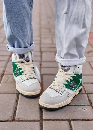 Зимние женские new balance 650 high green white fur4 фото