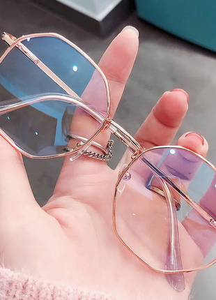 Прозорі іміджеві окуляри антиблікові рожеві2 фото