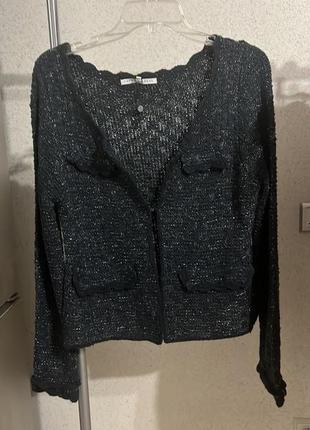 В,язаний жакет, піджак, в складі вовна, люрексова нитка