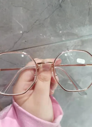 Прозорі іміджеві окуляри антиблікові рожеві3 фото