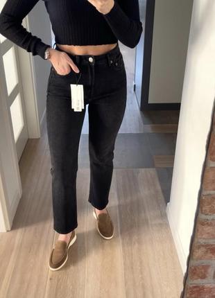 Новые стильные джинсы zara с высокой посадкой1 фото