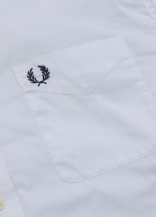 Fred perry оригинальная белая однотонная рубашка хлопок р. l классическая рубашка белая брендовая3 фото