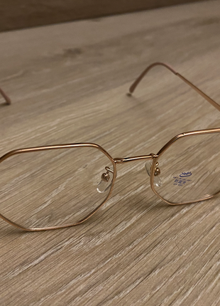 Прозорі іміджеві окуляри антиблікові нульовки золото3 фото
