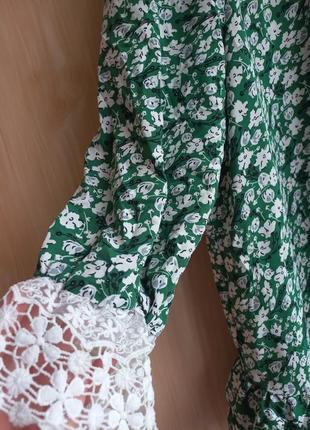 Стильная блуза сорочка shein с кружевными вставками6 фото
