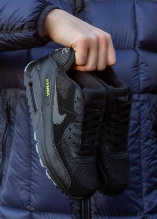 Мужские кроссовки nike air max 90 black grey green 40-45