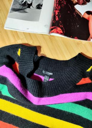 H&amp;м роскошный удлиненный свитер, туника 
 в яркие полоски с карманами 

50% ангора8 фото