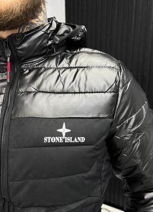 Зимняя куртка stone island black2 фото