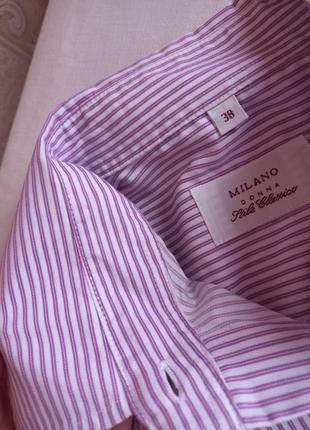 Фиолетовая сиреневая блуза рубашка сорочка приталенная5 фото