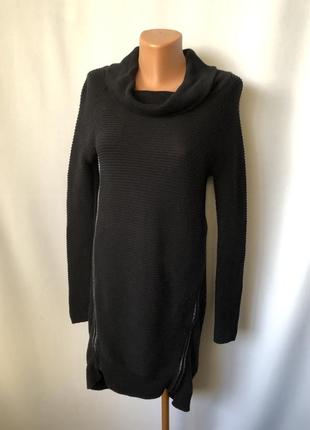 Черное вязаное платье y2k косые молнии по бокам2 фото