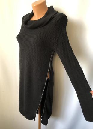Черное вязаное платье y2k косые молнии по бокам1 фото