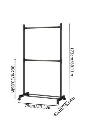 Стійка сталева вішалка для одягу та взуття підлогова з перекладиною чорна 173 см.1 фото