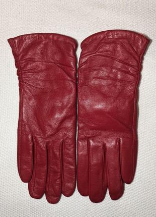 Стильні шкіряні перчатки червоного кольору розмір s3 фото