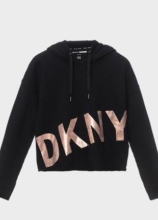 Donna karan dkny худи, толстовка, свитшот с лого, черный, размер m