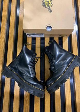 Ботинки на платформе оригинал dr. martens jadon smooth leather platform boots black шкіра платформа6 фото