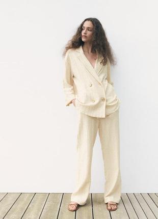 Стильні широкі штани, брюки вільного крою із жатої тканини zara, оригінал