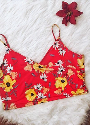 Топ, кроп топ, цветы, цветочный принт, кроптоп, бралетт, бюстье
