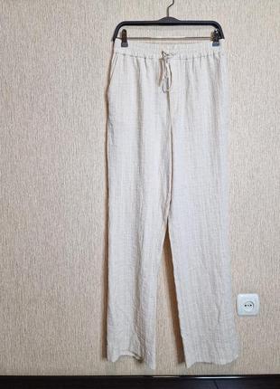 Стильные широкие брюки, брюки свободного кроя из жатой ткани zara, оригинал8 фото