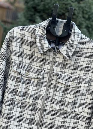 Asos оверсайз шерстяна куртка пальто в сіро-бежеву клітинку s