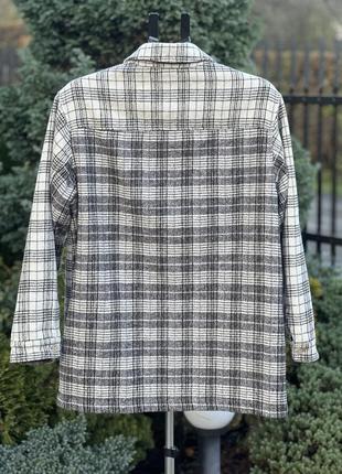 Asos оверсайз шерстяна куртка пальто в сіро-бежеву клітинку s