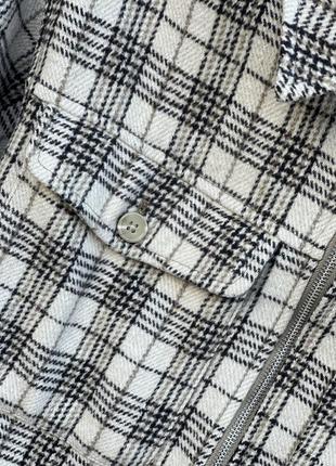 Asos оверсайз шерстяна куртка пальто в сіро-бежеву клітинку s