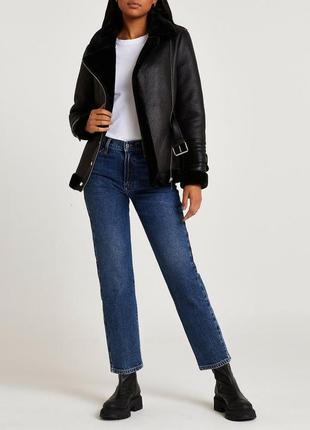 Черная куртка-авиатор с поясом river island