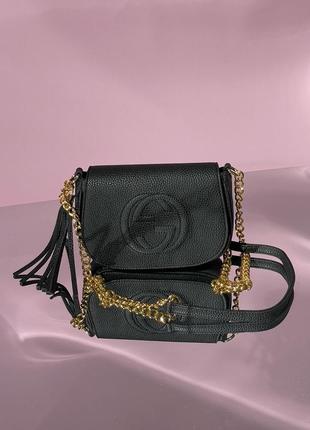 Жіноча сумка з зернистої еко шкіри на ланцюжку стильна модель бренда gucci blondie6 фото