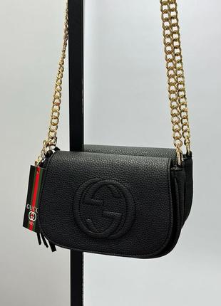 Жіноча сумка з зернистої еко шкіри на ланцюжку стильна модель бренда gucci blondie5 фото