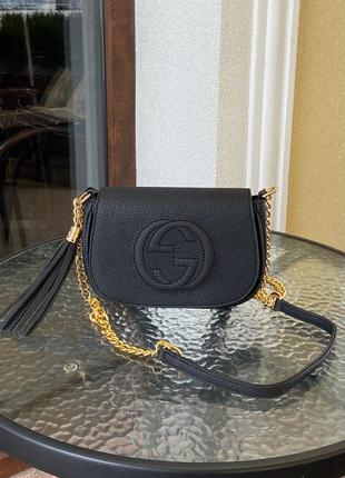 Жіноча сумка з зернистої еко шкіри на ланцюжку стильна модель бренда gucci blondie9 фото