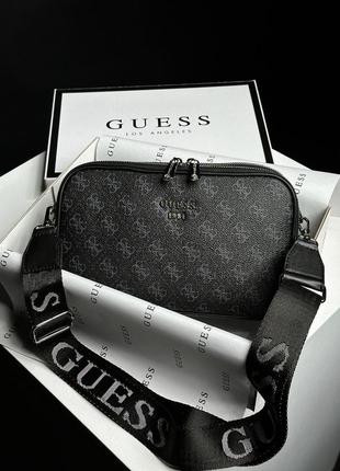 Жіноча сумка крос боді guess Manhattan  текстильний ремінець гесс