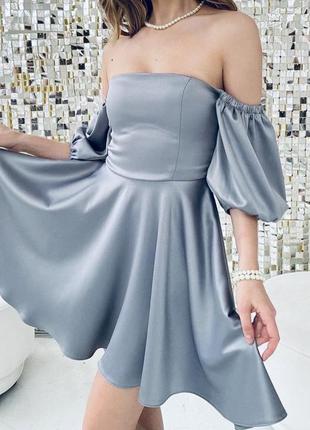 Блакитна срібна сукня з корсетом tessdress