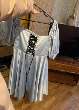 Блакитна срібна сукня з корсетом tessdress3 фото
