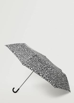 Складна парасолька з анімалістичним принтом mango жіноча стильна чорна з білим фірмова