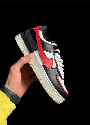 👟кроссовки женские nike air force 1 shadow white & black & red👟