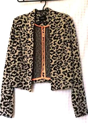 Next трикотажный жакет пиджак леопардовый принт укороченный жакет