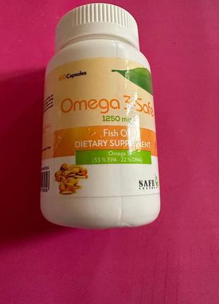 Omega 3 safe 1250 мг. пищевая добавка с рыбьим жиром (fish oil). 60 капсул
