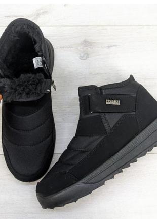Мужские зимние ботинки-дутики черные на меху progress.4 фото