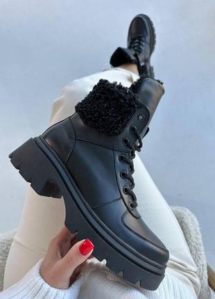 Ботинки натуральная кожа черные зима8 фото