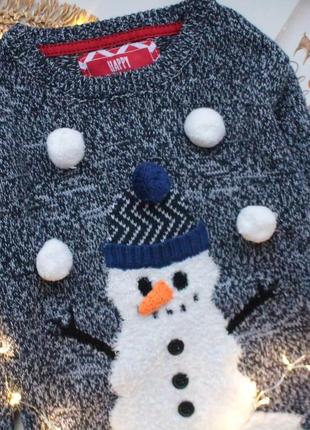 Красивый новогодний свитер со снеговиком rebel 5-6 лет2 фото