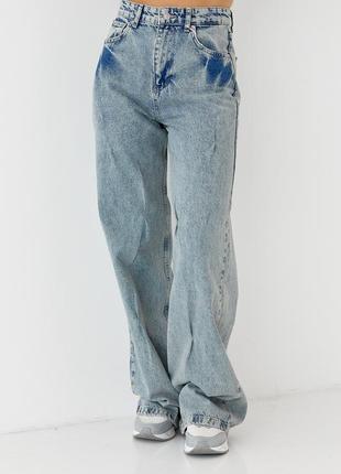 Жіночі джинси-варьонки wide leg з защипами артикул: 29905 фото