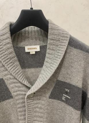 Кардиган свитер diesel серый шерстяной джемпер мужской2 фото
