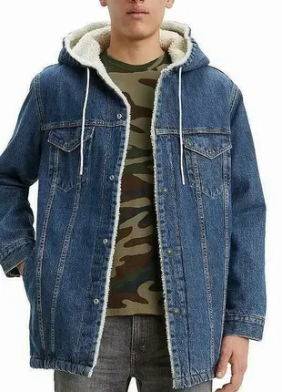 Куртка джинсова шерпа чоловіча levis denim sherpa1 фото